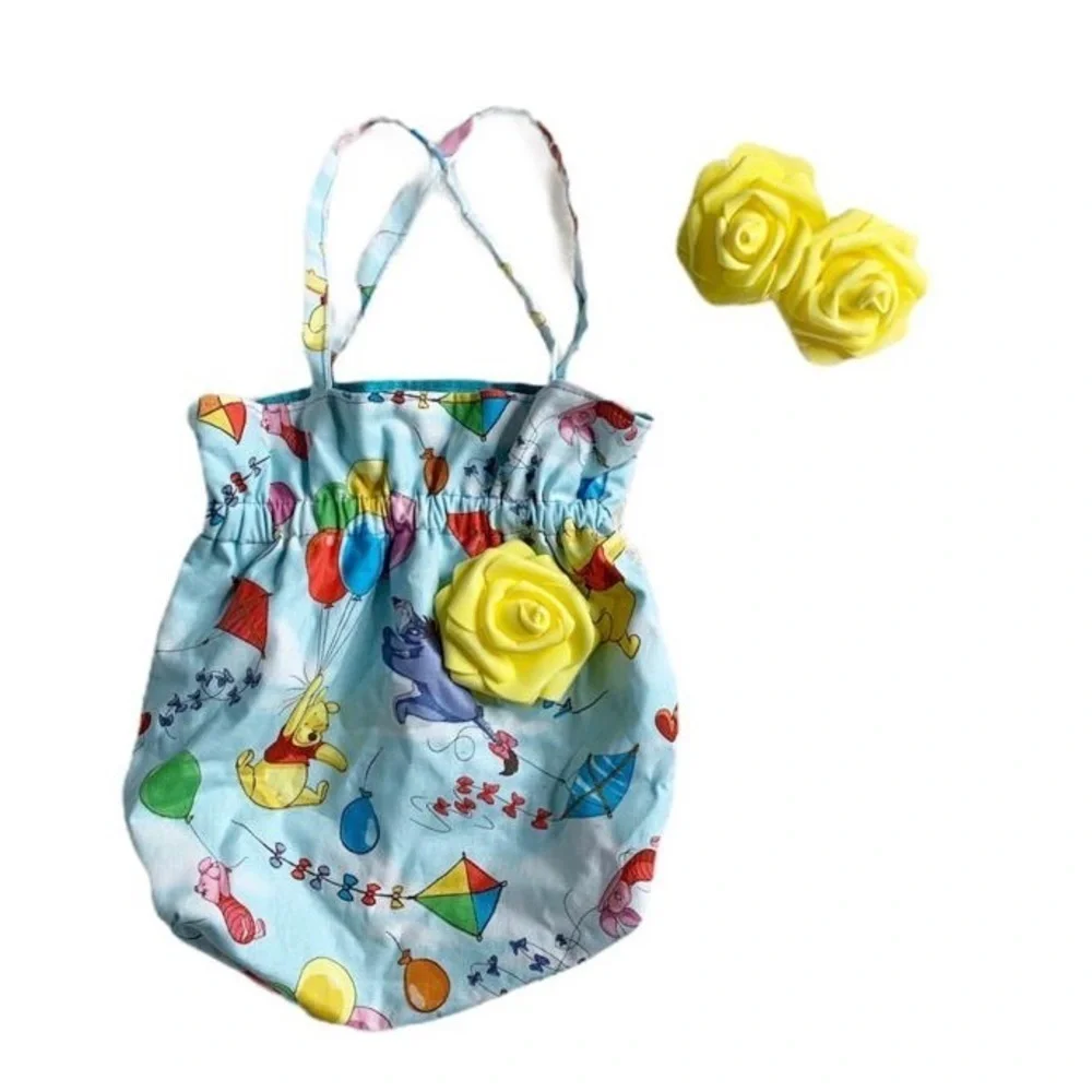 Girls Multicolor Hair Bow Tote Bag Set.